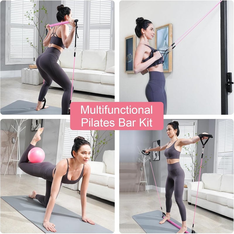 kisnbld Pilates Bar Kit with Resistance Bands, Multifunctional Pilates Bar with 3 Set Exercise Resistance Bands, Portable Pilates Equipment for Women Home Gym Yoga Workouts - Image 5